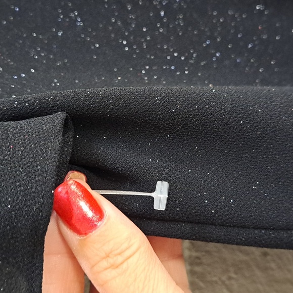 R & M Richard's Formal Black Silver Speckle Ruffled Midi Dress. Size 6P NWOT - Picture 7 of 9